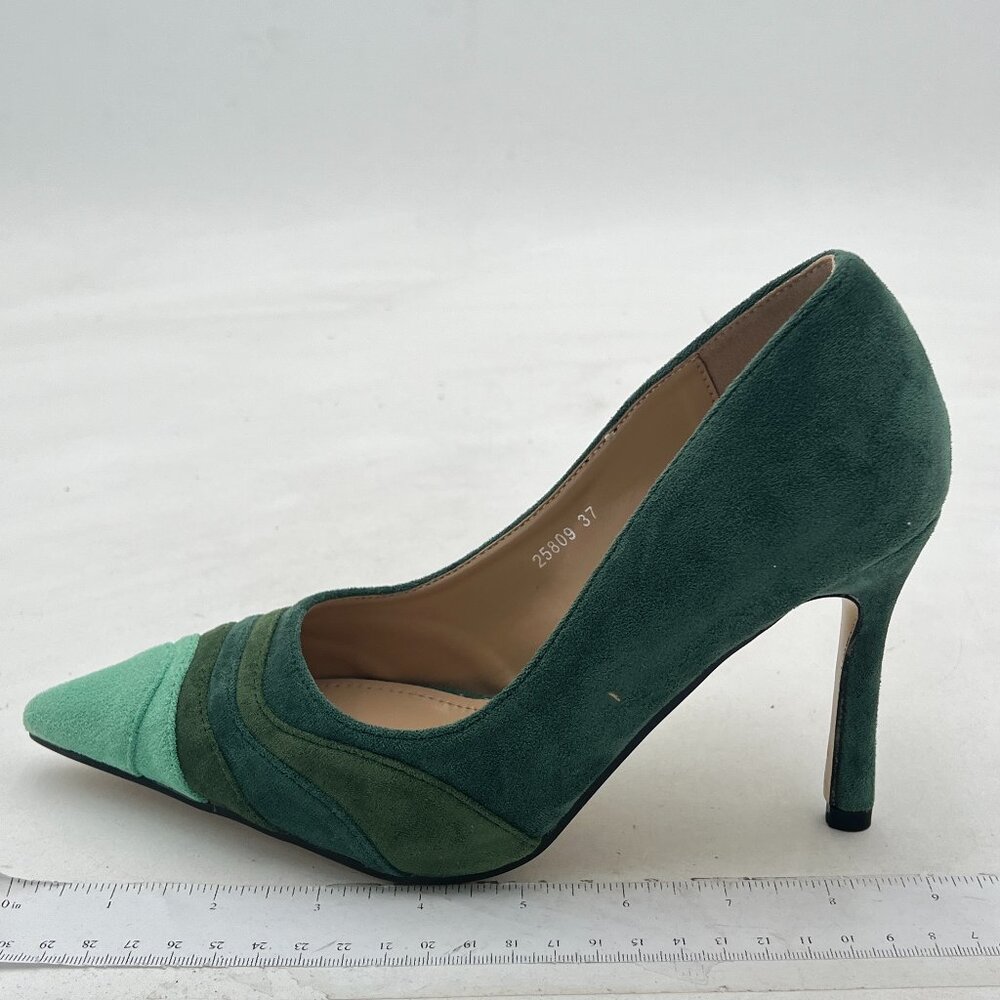 FOWT Women Kitten Heels Pumps High Heel Pointed Toe Pump Slip-on Rainbow Shoes